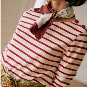 Sezane Colette Red and White Striped Top